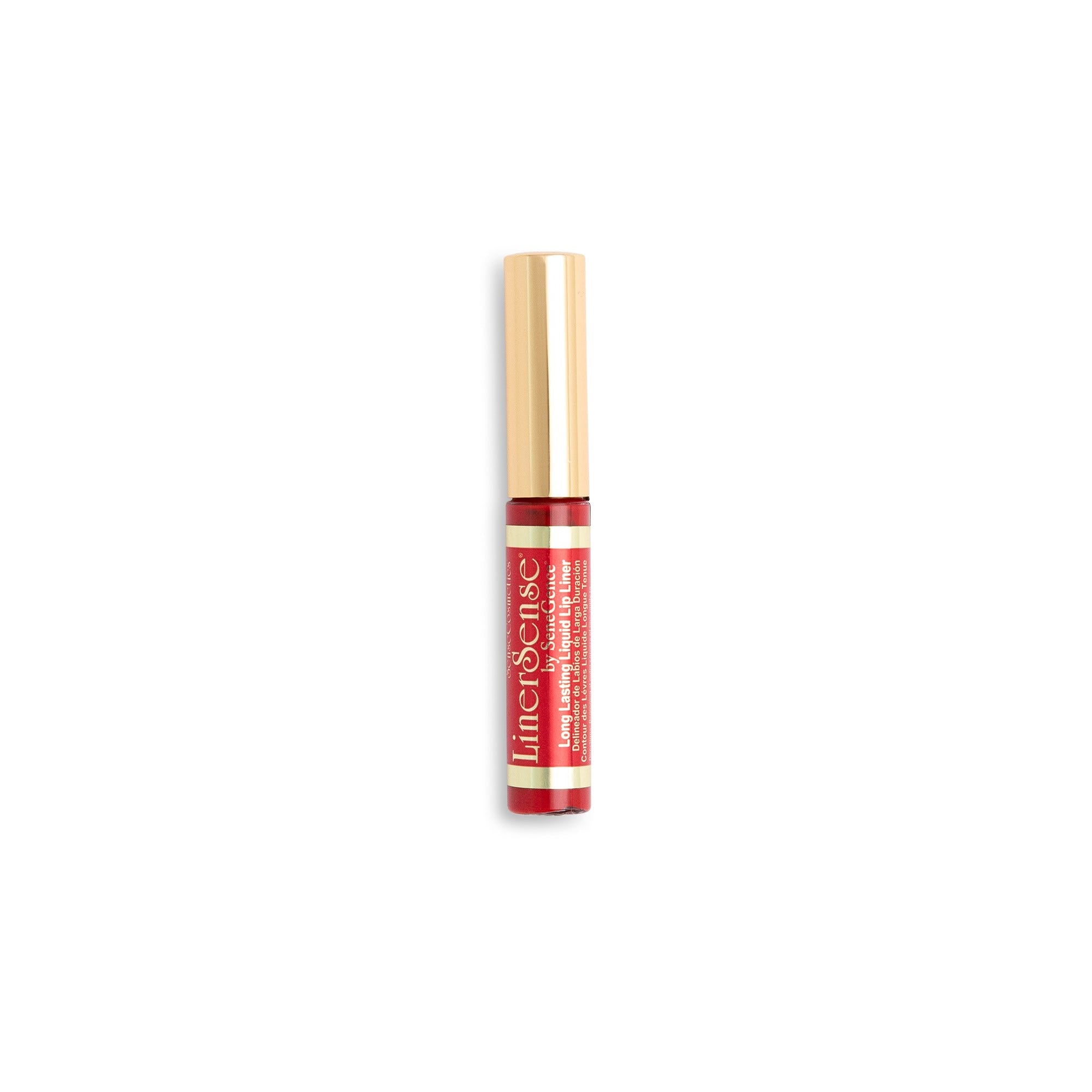 A red liquid lip-liner tube with a gold cap, LinerSense® Lip Liner.