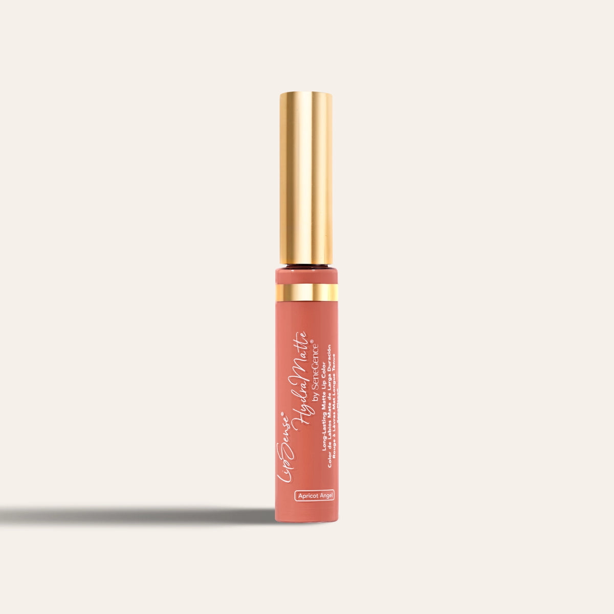 A coral lip-color tube with a gold cap, LipSense® Cream (formerly HydraMatte).