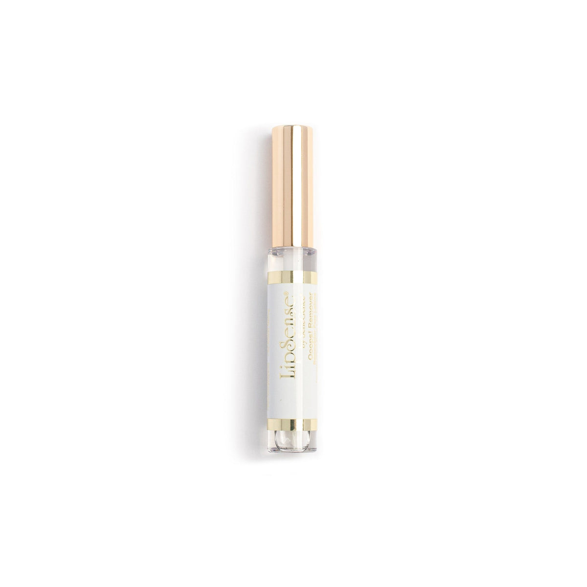 A clear remover tube with a gold cap, LipSense® Ooops!™ Lip Color Remover.