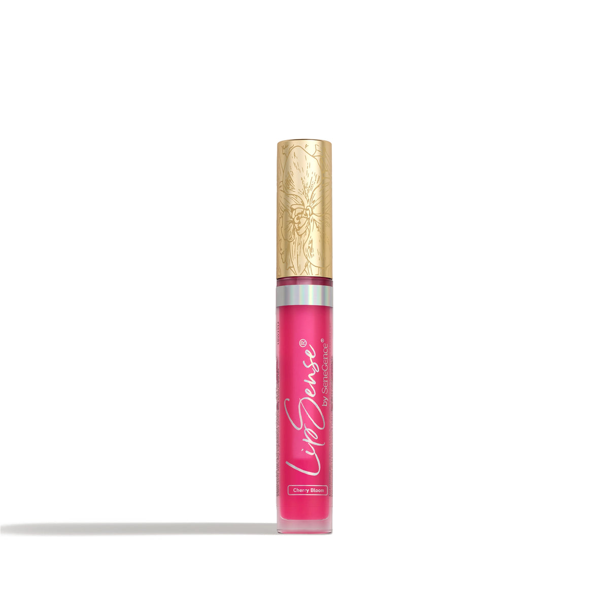 A pink glossy-tint tube with a gold cap, LipSense® pH Glossy Tint.